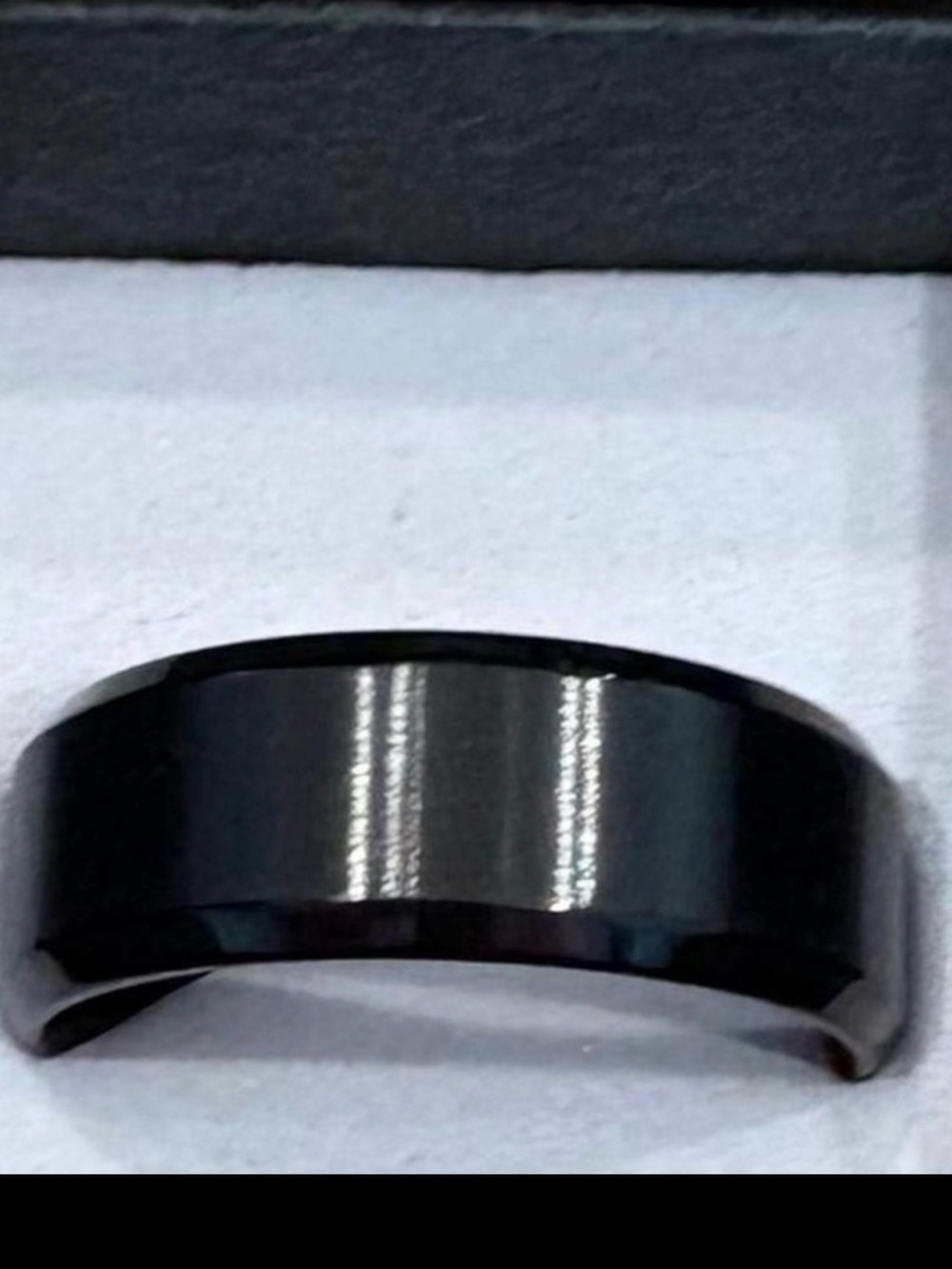 Men's Black Polished Comfort-Fit Stainless Steel Ring~Size 9
